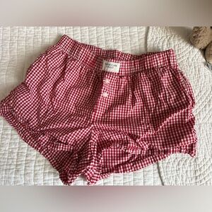 American Eagle Outfitters Red Checkered High Waist Shorts